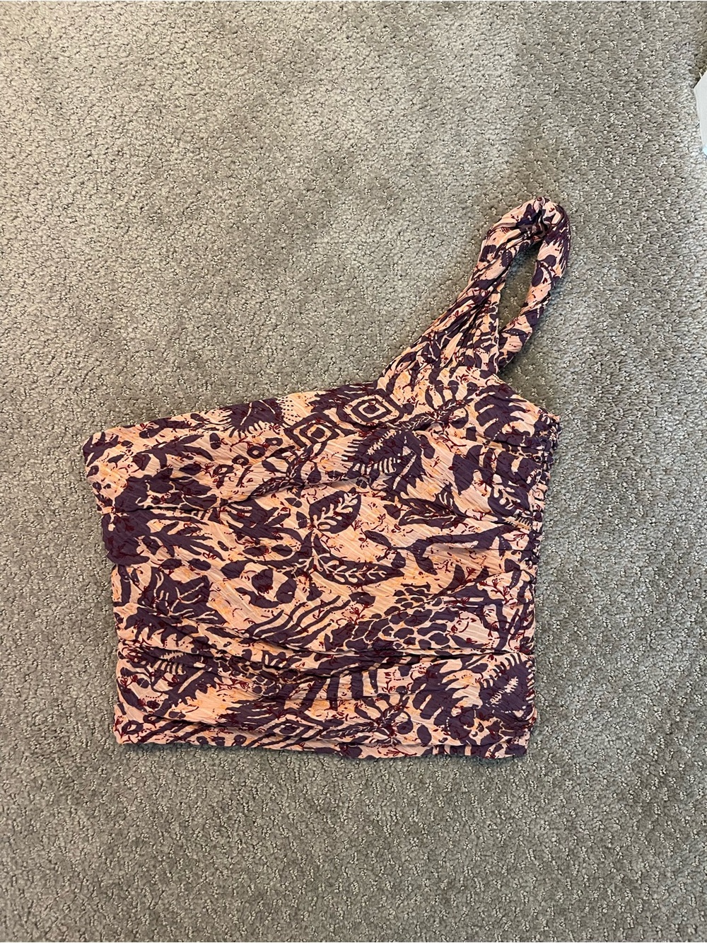 Zara Peach and Plum One-Shoulder Crop Top